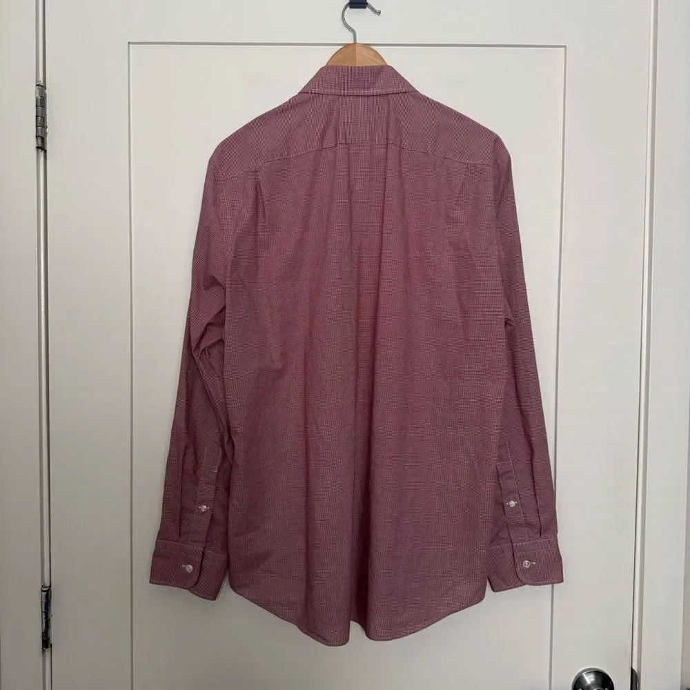 Thomas Mason J Crew Shirt Mens Sz L Red Gingham Checkered Long Sleeve Office